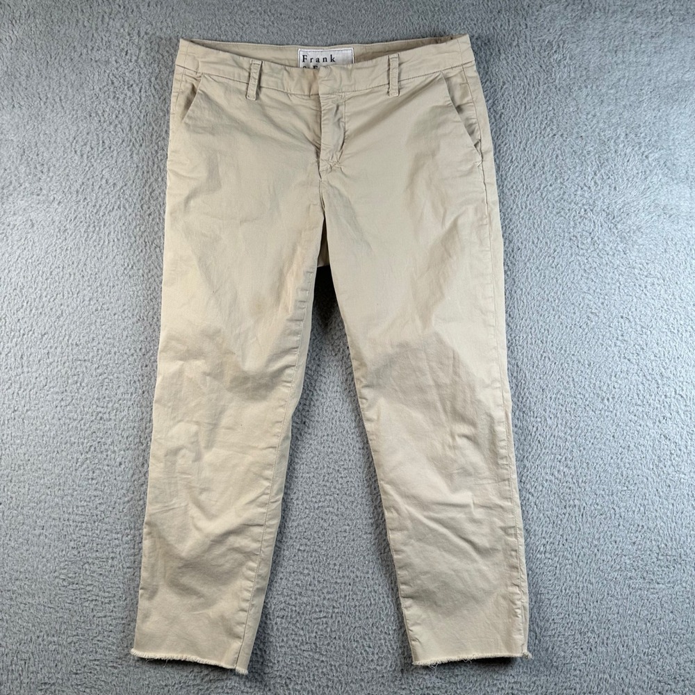 Frank & Eileen Wicklow Italian Cotton Chino Pants Khaki Beige Size 6 USA Made